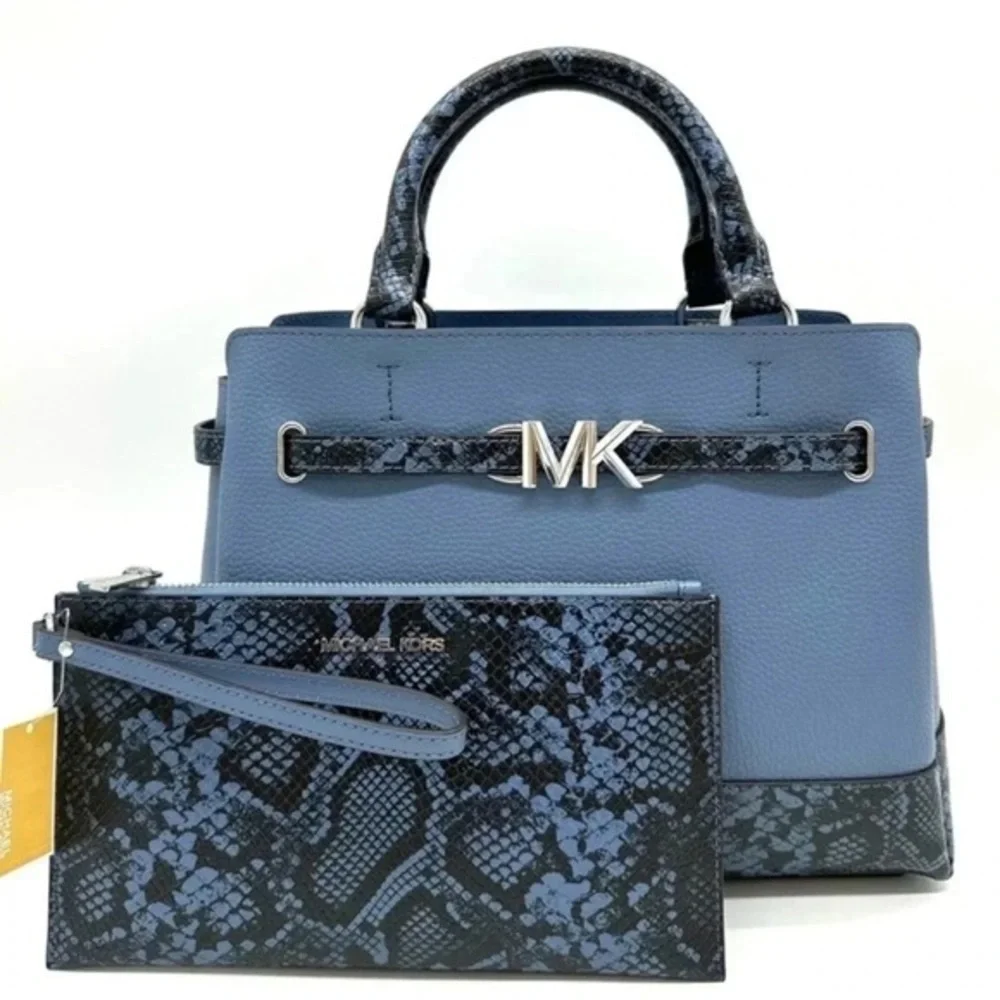 Michael Kors Large Reed Leather Belted Satchel Crossbody Bag & Large TZ Wristlet